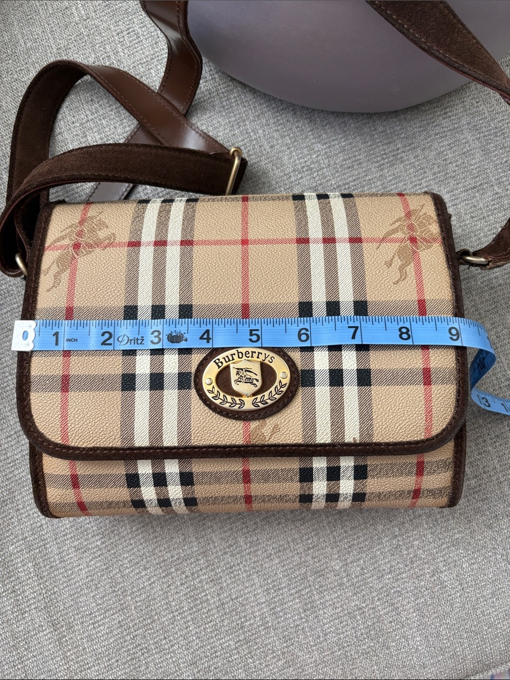 Burberry Beige Plaid Bag with Brown Trim - Picture 12 of 12